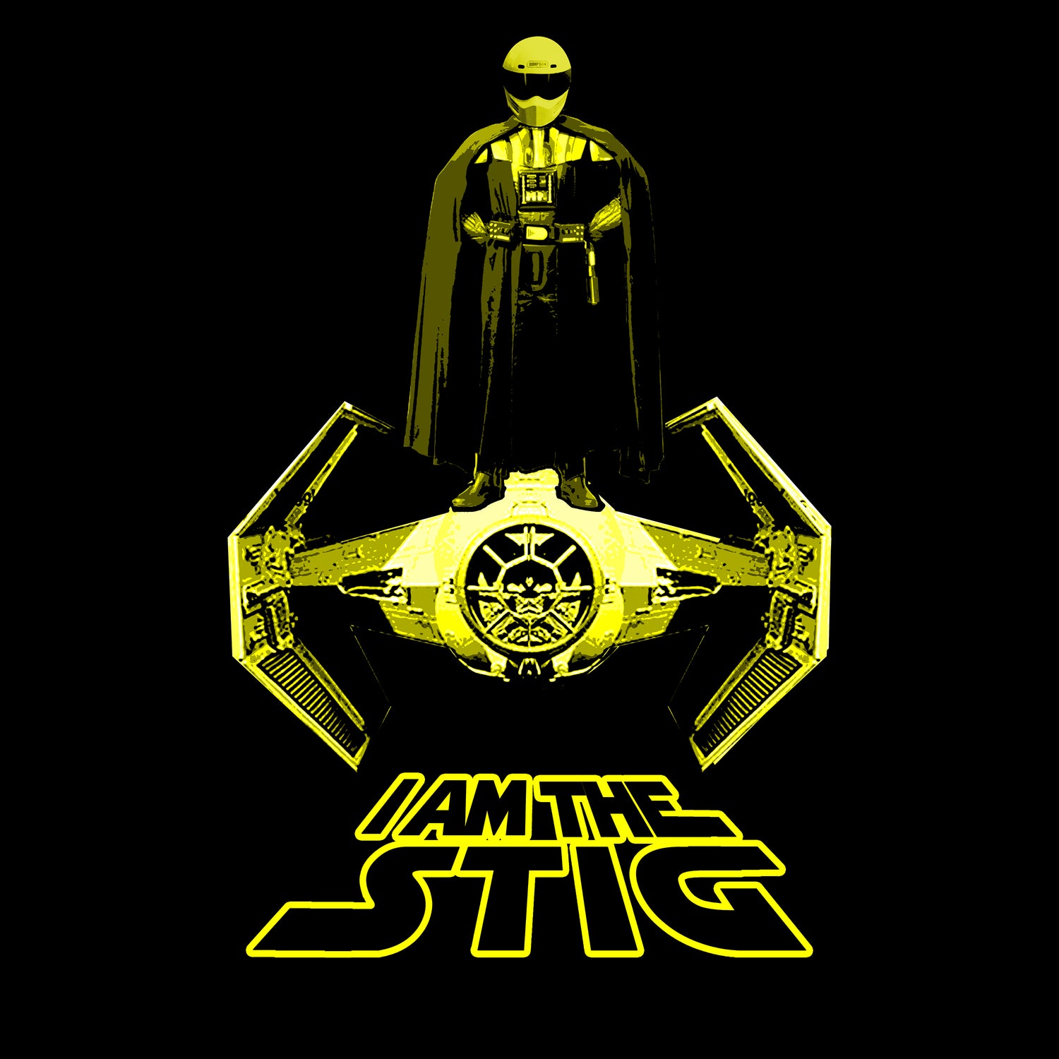 I AM THE STIG. TIE FIGHTER. STAR WARS / THE STIG FAN ART. VADER EDITION. PARODY. PARODY. KIDS.