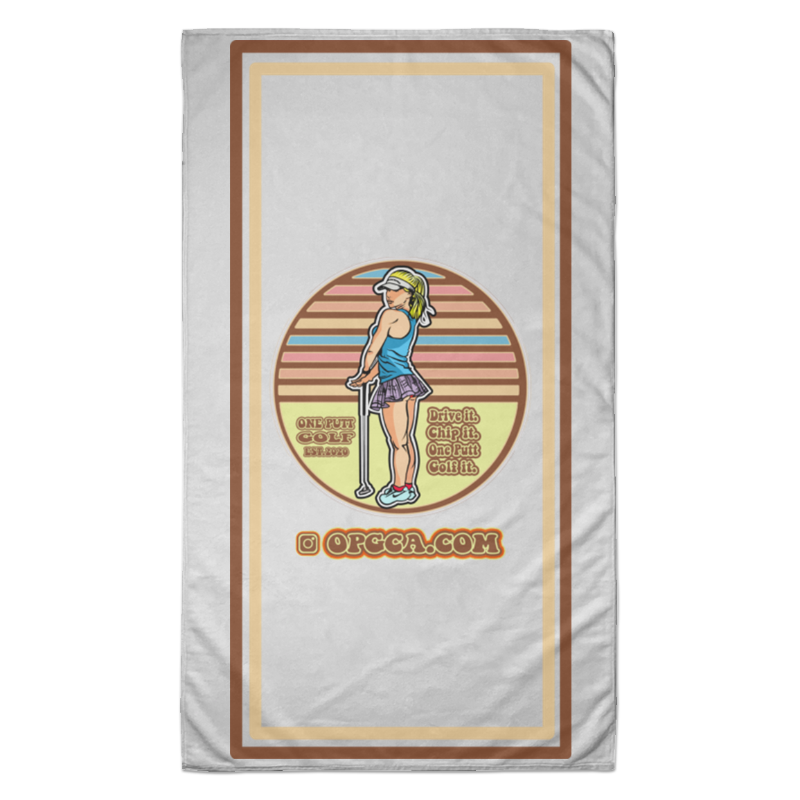 OPG Custom Design #28. Drive it. Chip it. One Putt golf it. Towel - 35x60