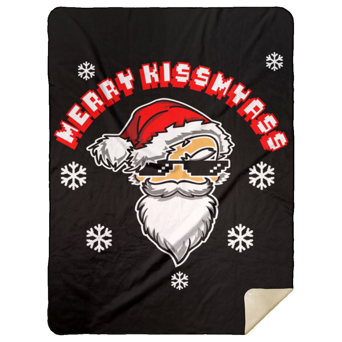 ArtichokeUSA Custom Design. Merry Kiss My Ass. Mink Sherpa Blanket 60x80