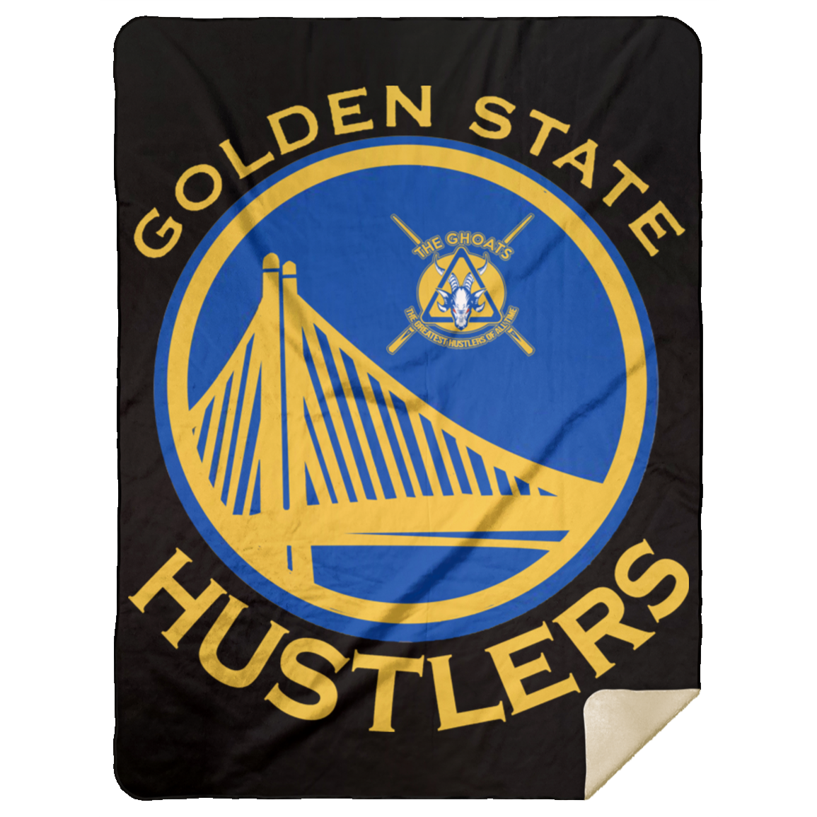 The GHOATS Custom Design. #12 GOLDEN STATE HUSTLERS. Mink Sherpa Blanket 60x80