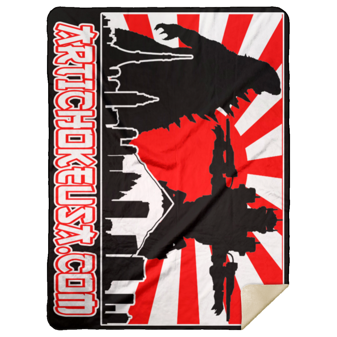 ArtichokeUSA Custom Design. Fan Art Godzilla/Mecha Godzilla. Premium Mink Sherpa Blanket 60x80