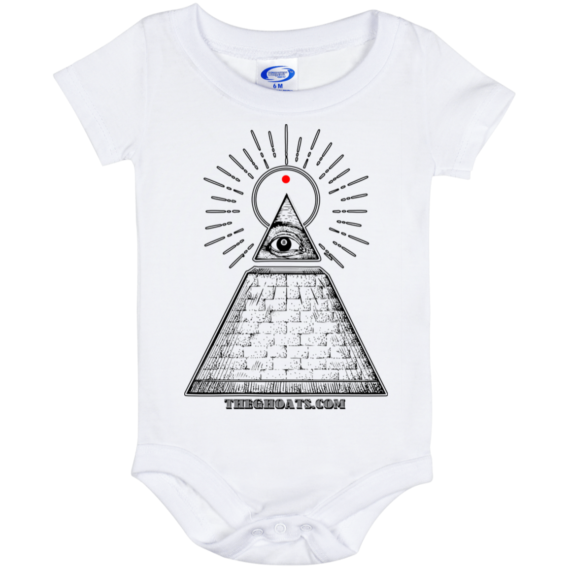 The GHOATS custom design #10. All Seeing Eye. Baby Onesie 6 Month
