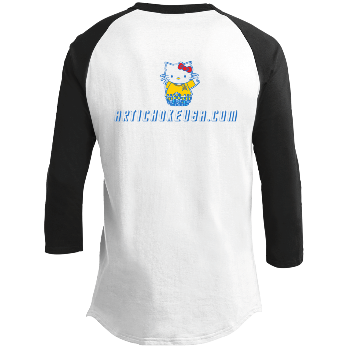 ArtichokeUSA Custom Design. Beam Me Up Kitty. Fan Art / Parody. Youth 3/4 Raglan Sleeve Shirt