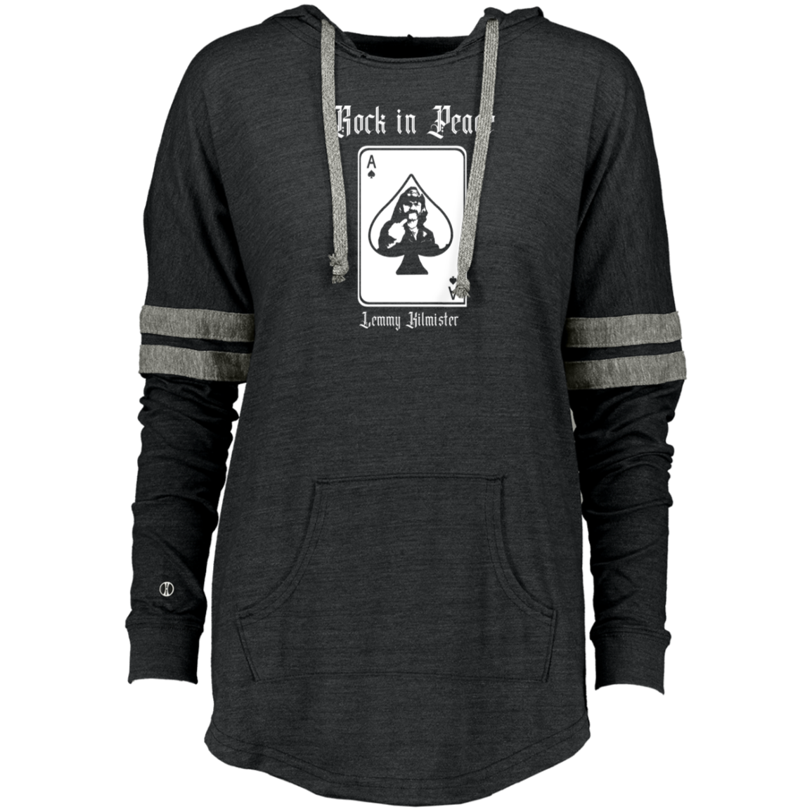 ArtichokeUSA Custom Design. Lemmy Kilmister "Ace of Spades" Tribute Fan Art Version 2 of 2. Ladies Hooded Low Key Pullover