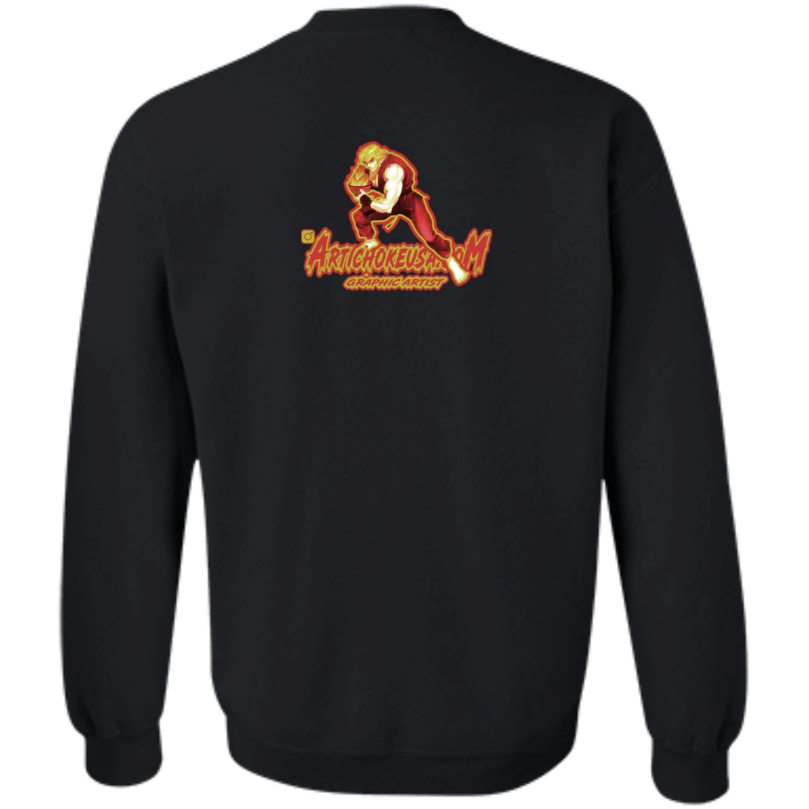 ArtichokeUSA Custom Design. Pho Ken Artichoke. Street Fighter Parody. Gaming. Crewneck Pullover Sweatshirt