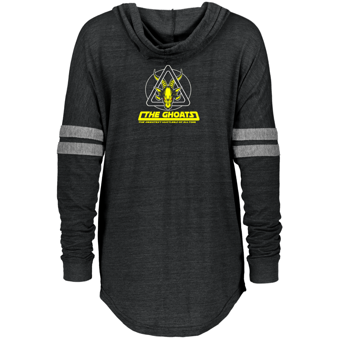 The GHOATS Custom Design. # 39 The Dark Side of Hustling. Ladies Hooded Low Key Pullover