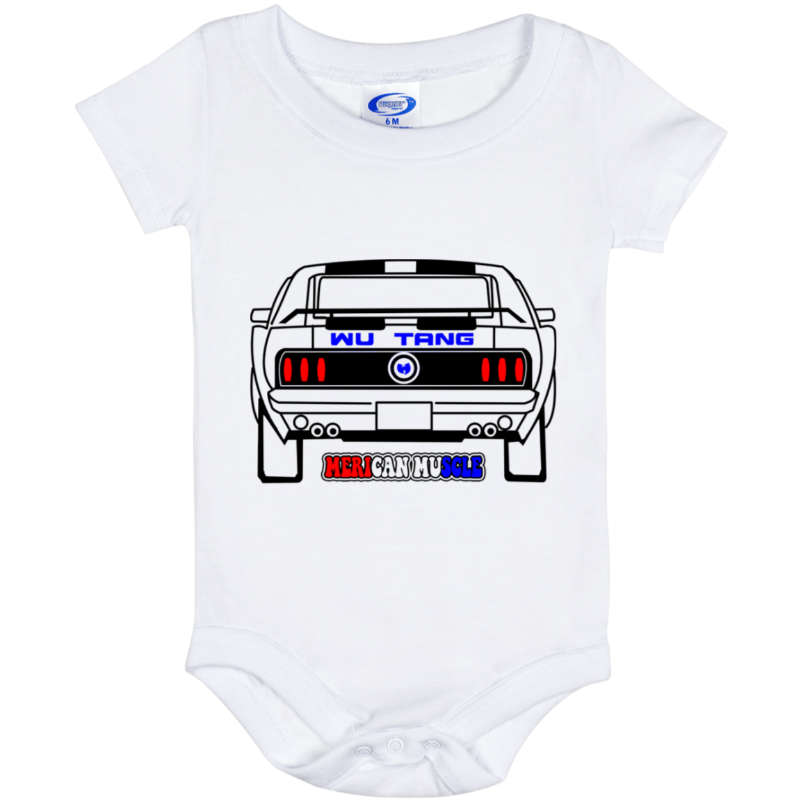 ArtichokeUSA Custom Design. Merican Muscle. Wu-Tang / Mustang Parody. Baby Onesie 6 Month