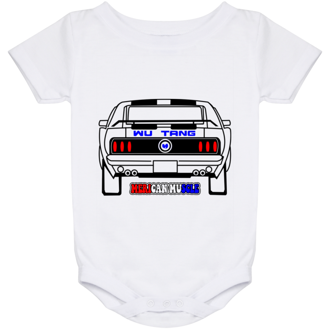 ArtichokeUSA Custom Design. Merican Muscle. Wu-Tang / Mustang Parody. Baby Onesie 24 Month