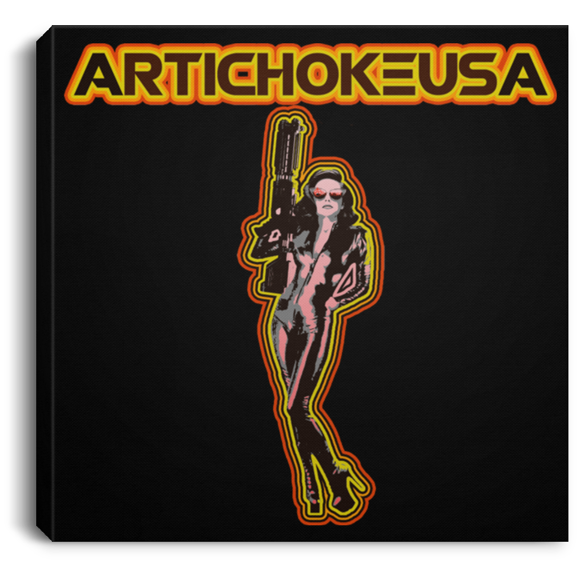 ArtichokeUSA Character and Font design. Let's Create Your Own Team Design Today. Mary Boom Boom. Square Canvas .75in Frame