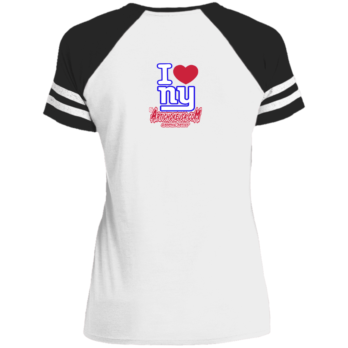 ArtichokeUSA Custom Design. I heart New York Giants. NY Giants Football Fan Art. Ladies' Game V-Neck T-Shirt