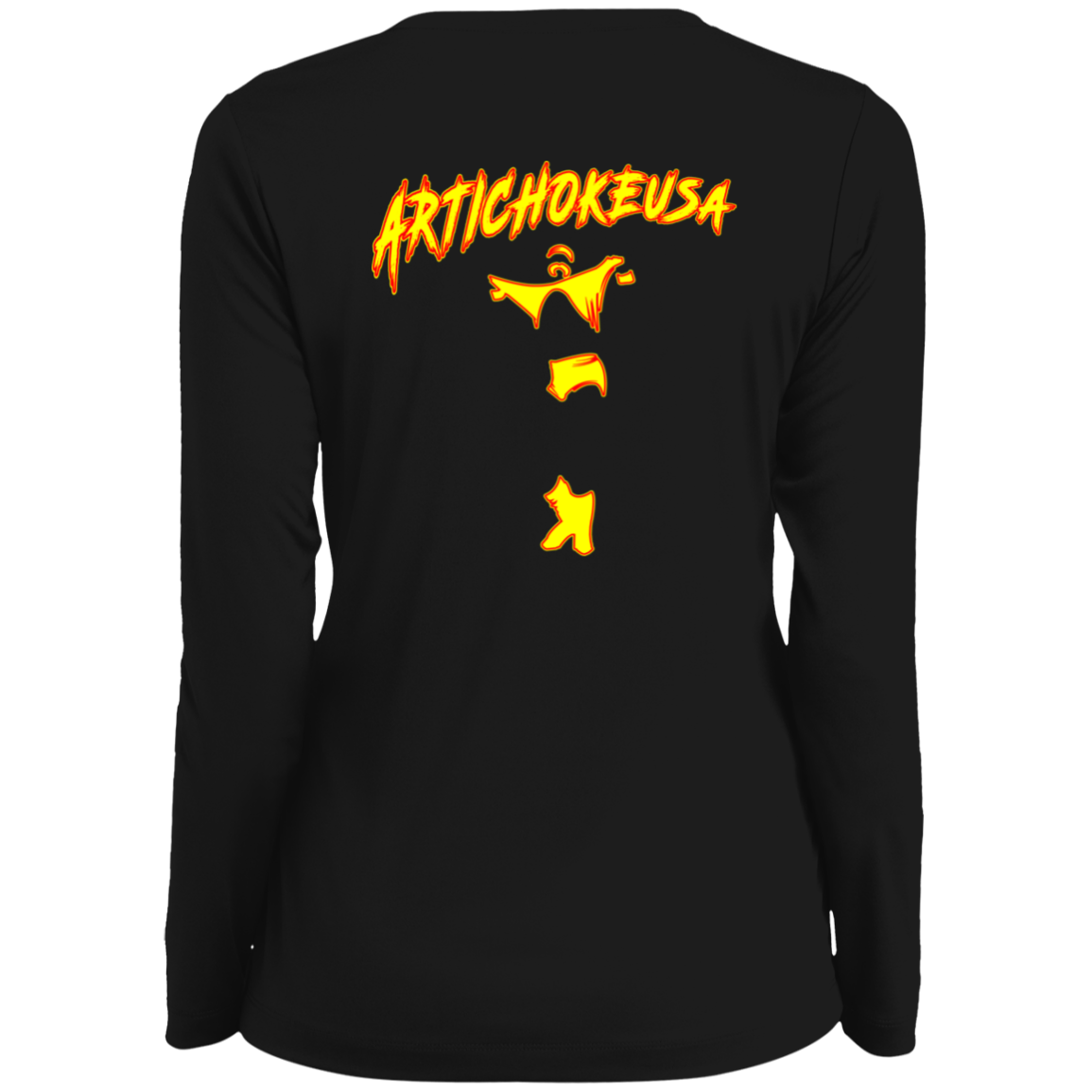 ArtichokeUSA Character and Font Design. Let’s Create Your Own Design Today. Fan Art. The Hulkster. Ladies' Moisture-Wicking Long Sleeve V-Neck Tee