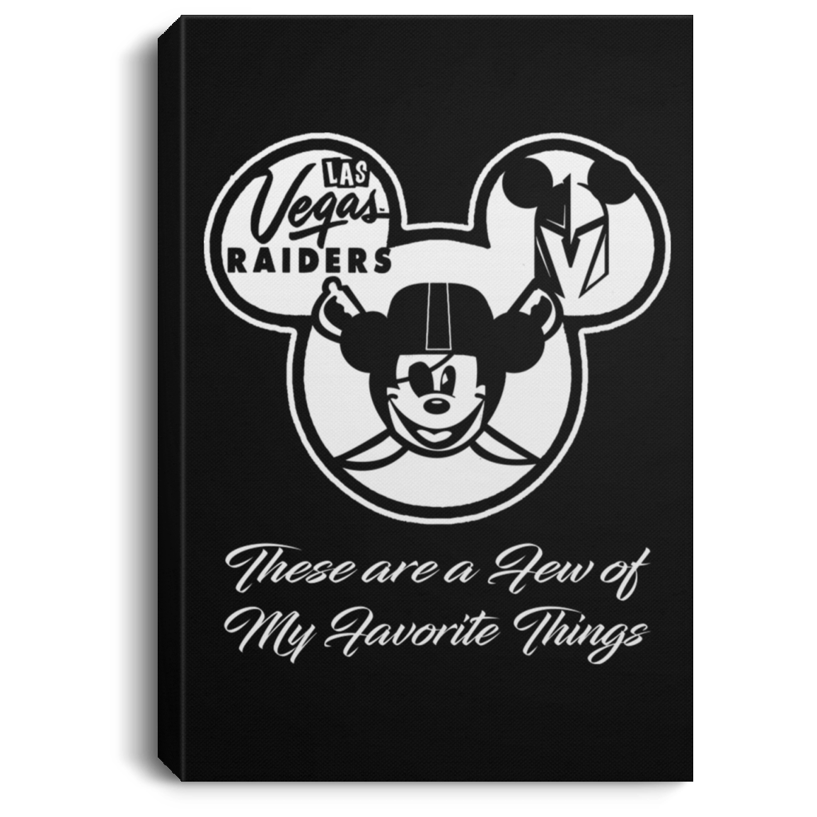 ArtichokeUSA Custom Design. Las Vegas Raiders & Mickey Mouse Mash Up. Fan Art. Parody. Portrait Canvas .75in Frame