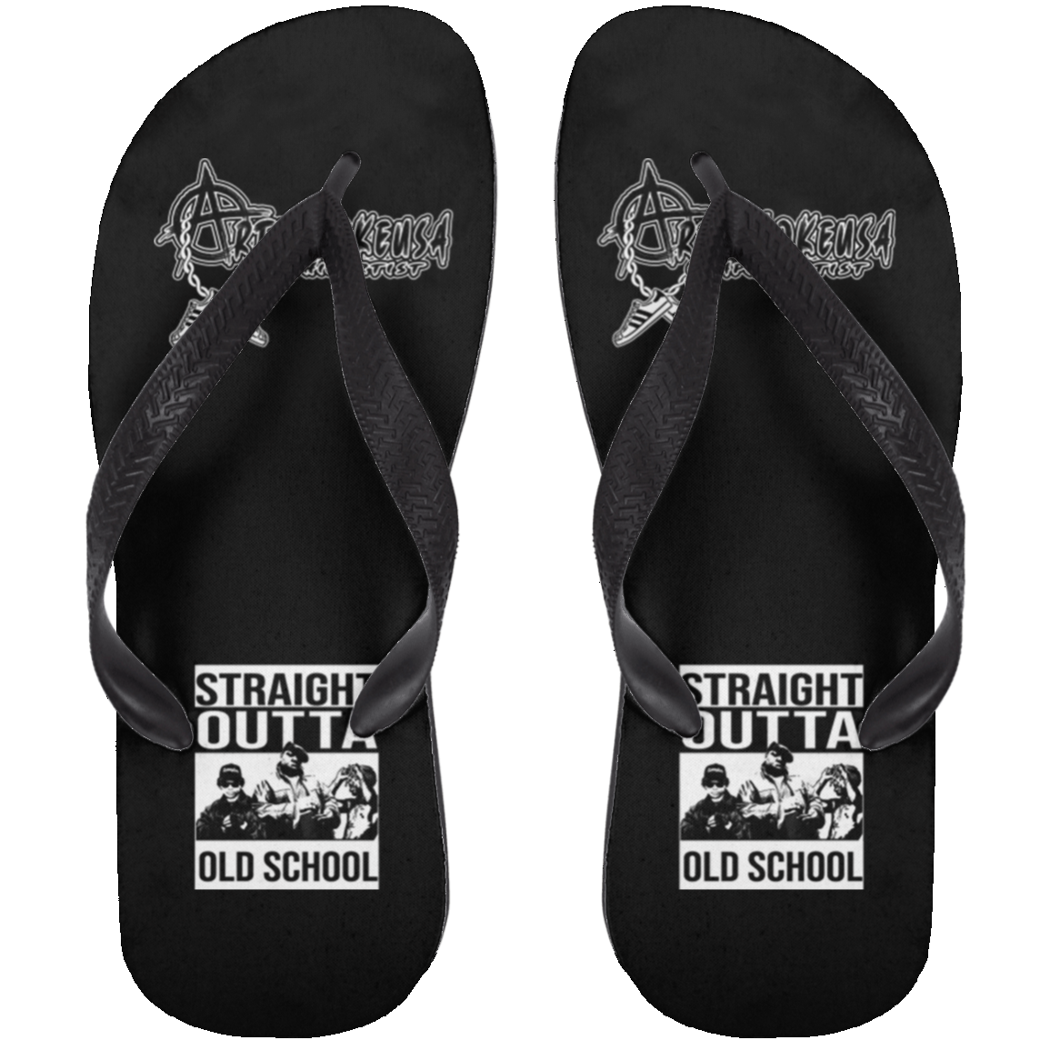 ArtichokeUSA Custom Design. Straight Outta Old School. The GOATs of Rap. Fan Art. Adult Flip Flops