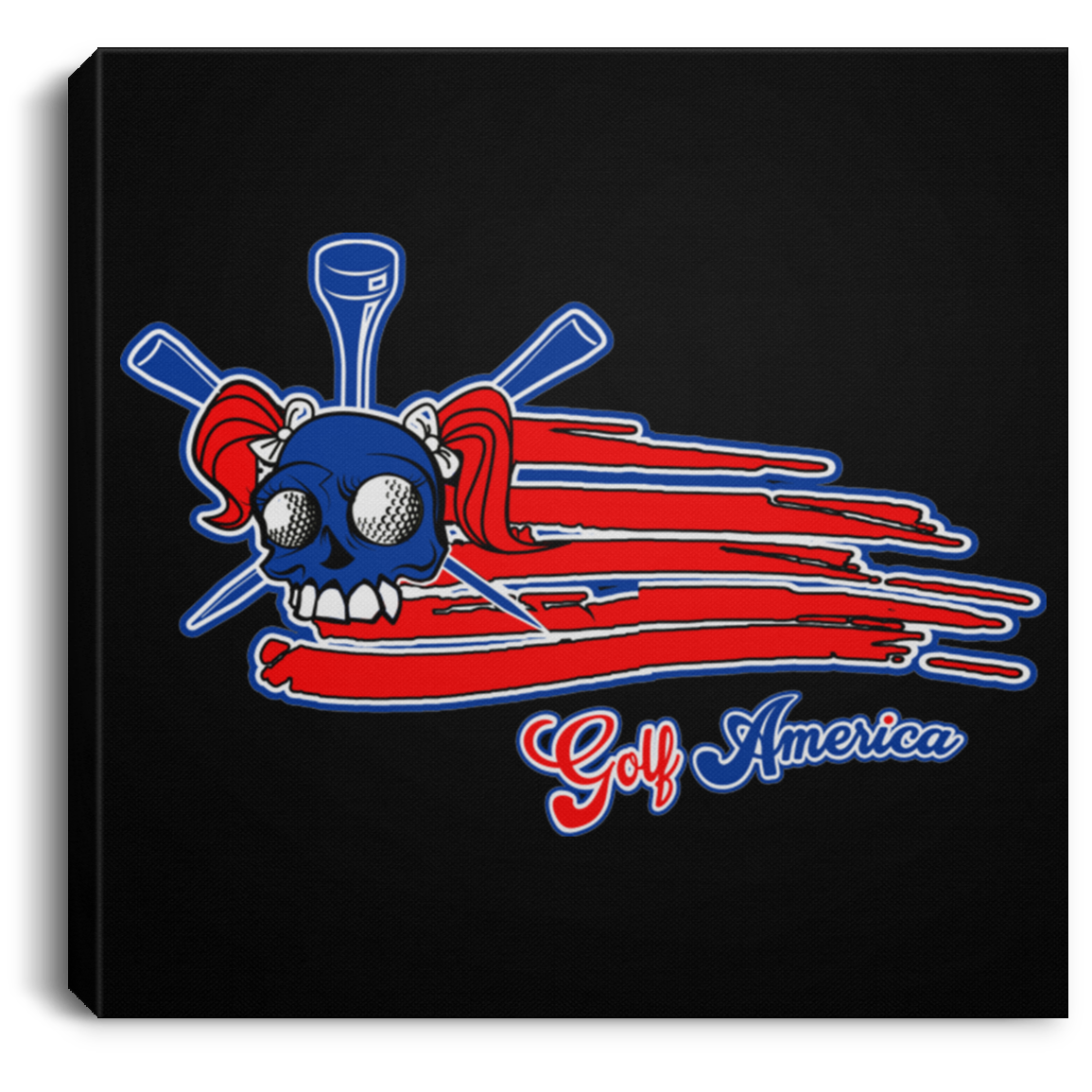 OPG Custom Design #16. Golf America. Female Skull Design. Golf. Square Canvas .75in Frame