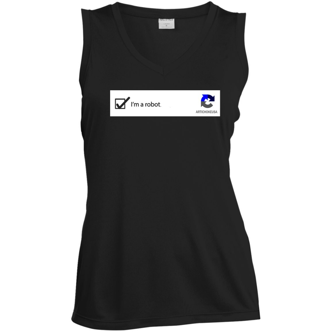 ArtichokeUSA Custom Design. I am a robot. Ladies' Sleeveless V-Neck