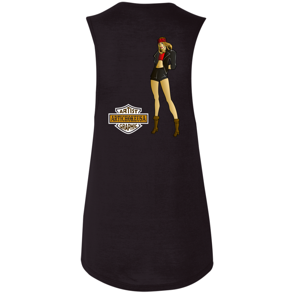ArtichokeUSA Custom Design. Façade: (Noun) A false appearance that makes someone or something seem more pleasant or better than they really are. Ladies' Flowy Muscle Tank