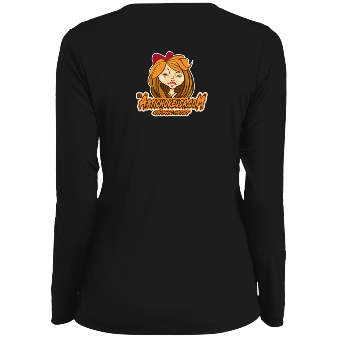 ZZ#21 Characters and Fonts. Aubrey. A show case of my characters and font styles. Ladies' Moisture-Wicking Long Sleeve V-Neck Tee