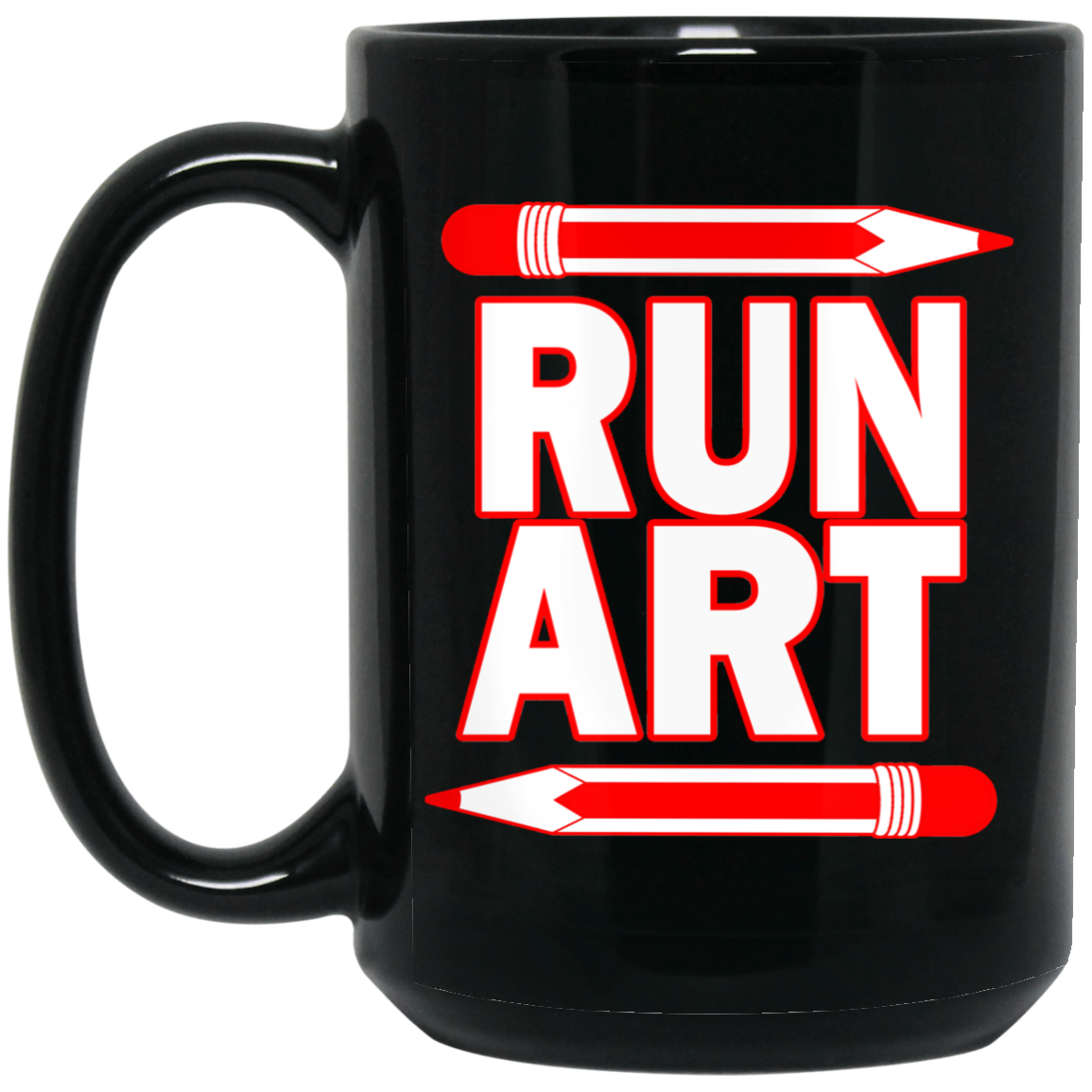 ArtichokeUSA Custom Design #1. RUN ART. 15 oz. Black Mug