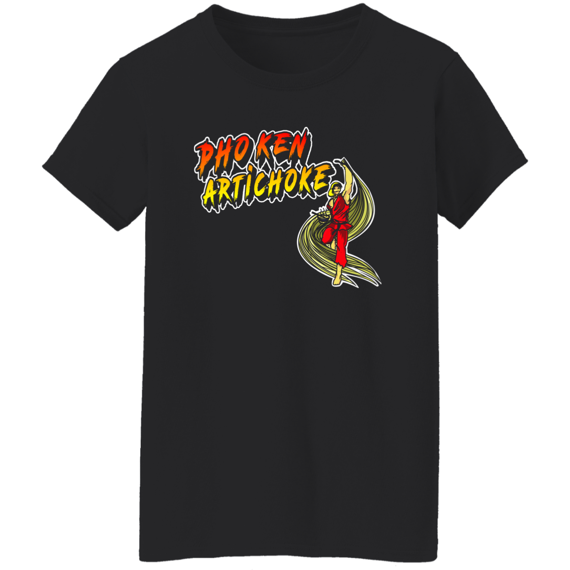 ArtichokeUSA Custom Design. Pho Ken Artichoke. Street Fighter Parody. Gaming. Ladies' 5.3 oz. T-Shirt