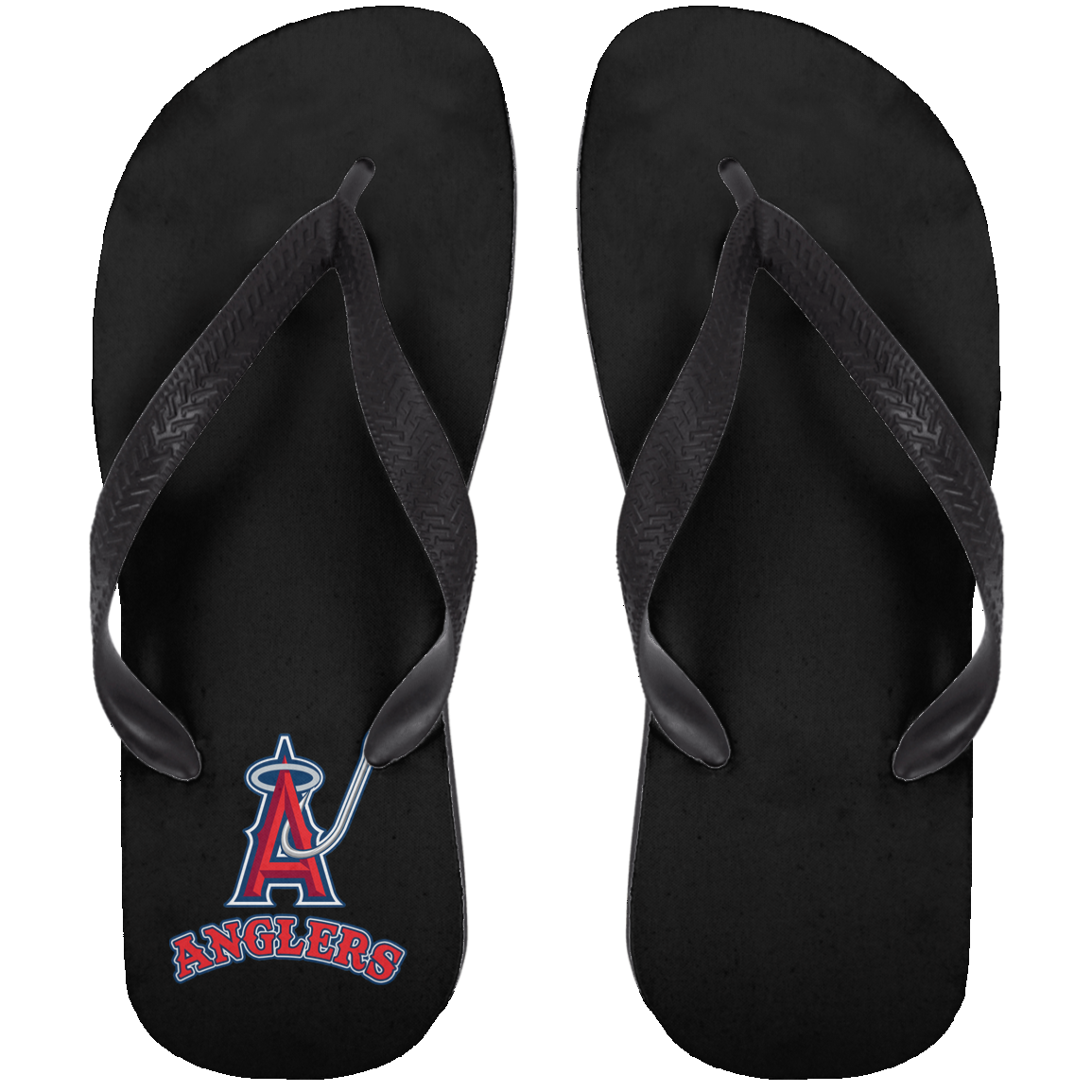 ArtichokeUSA Custom Design. Anglers. Southern California Sports Fishing. Los Angeles Angels Parody. Adult Flip Flops