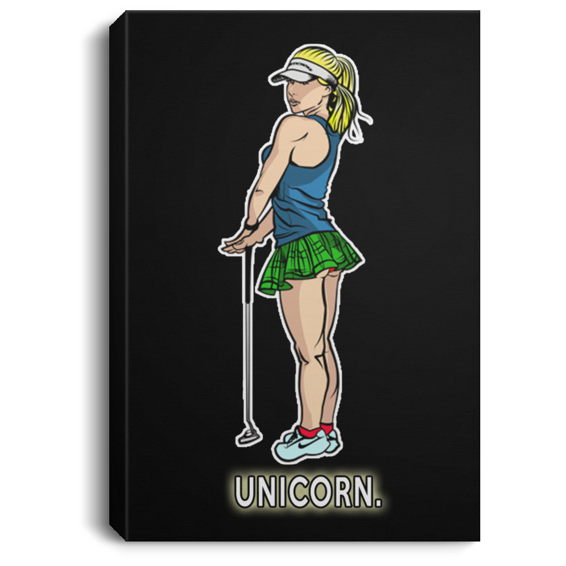 OPG Custom Design #18. Unicorn. Golf. Portrait Canvas .75in Frame