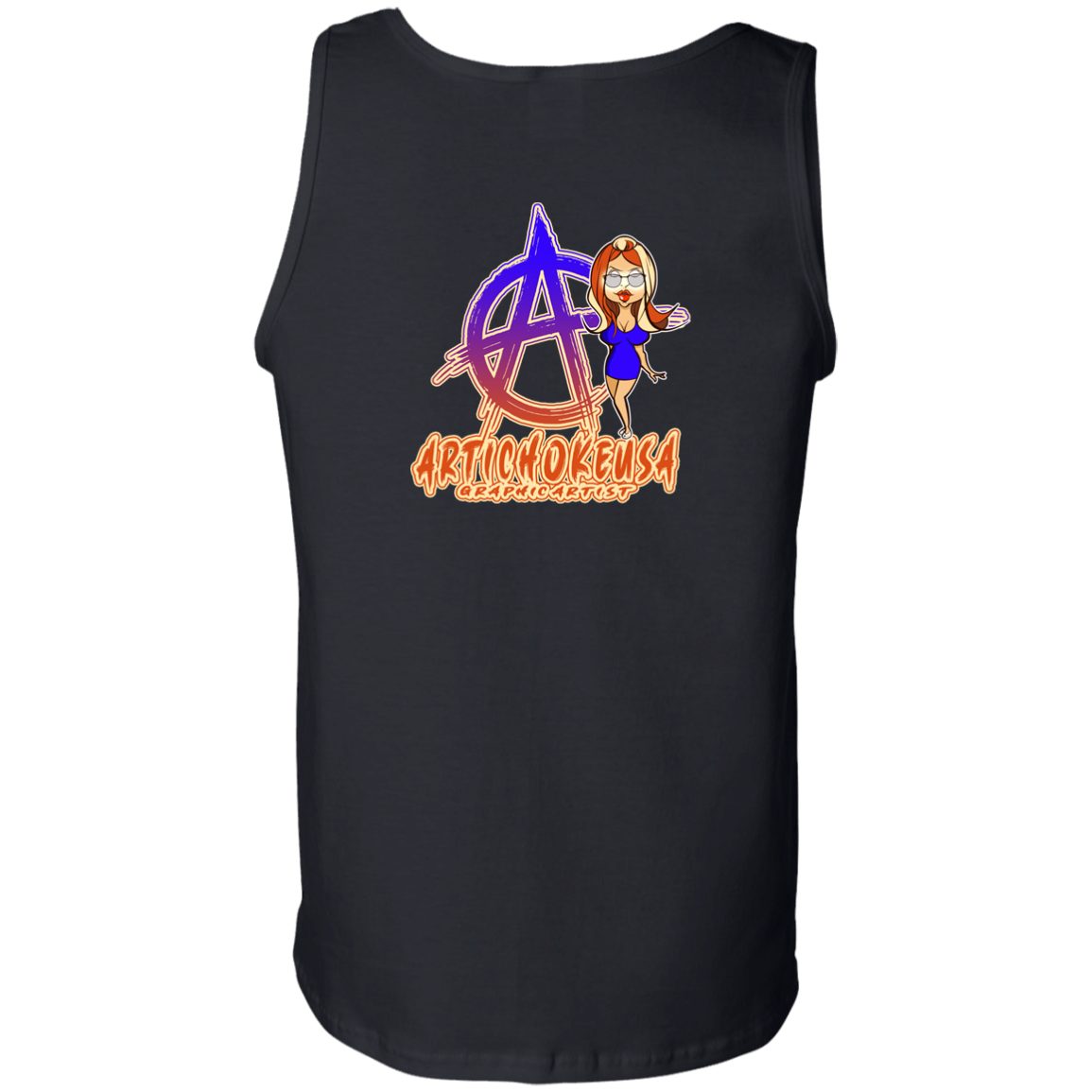 ArtichokeUSA Character and Font Design. Let’s Create Your Own Design Today. Blue Girl. Men's 100% Cotton Tank Top