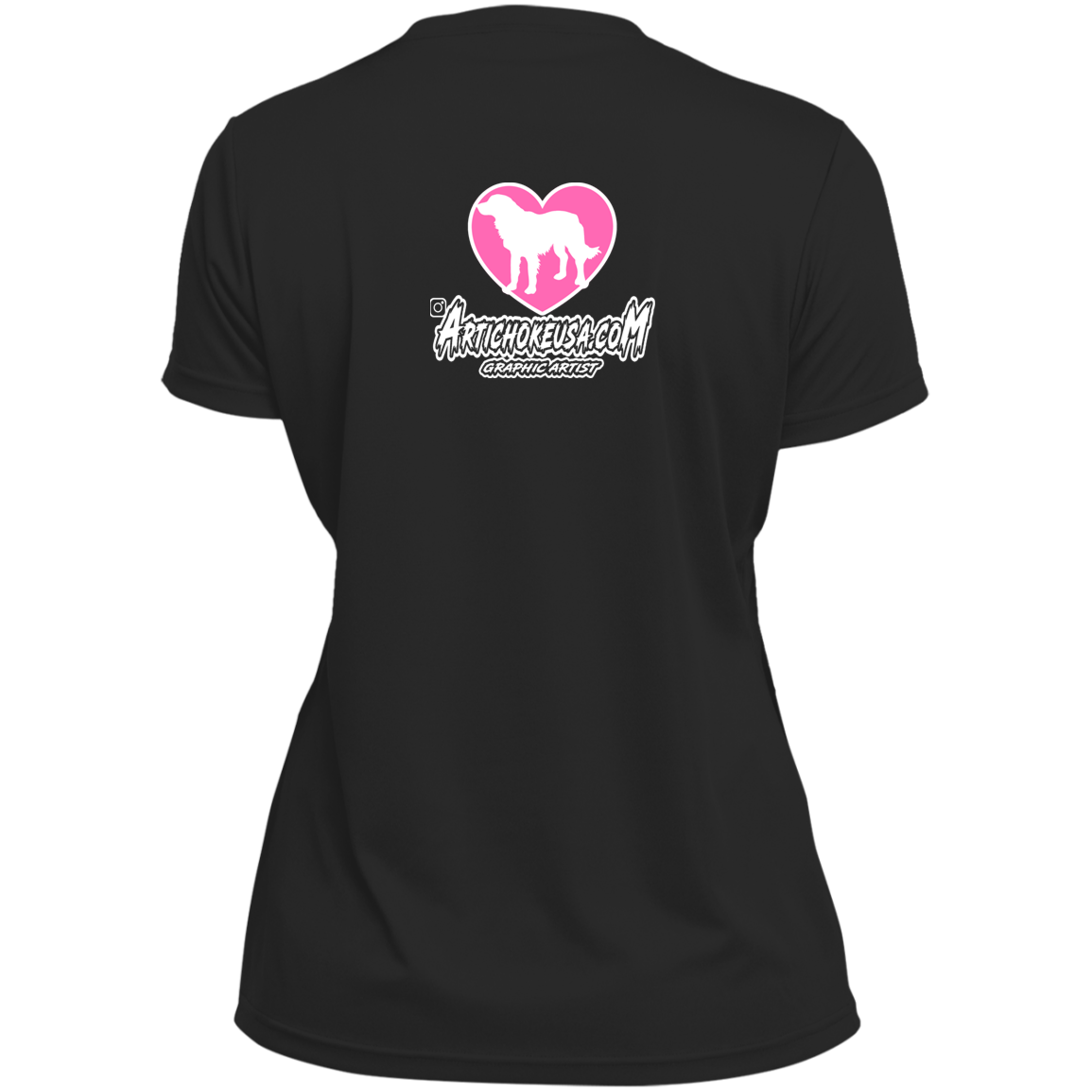 ArtichokeUSA Custom Design. Ruffing the Passer. Labrador Edition. Female Version. Ladies’ Moisture-Wicking V-Neck Tee