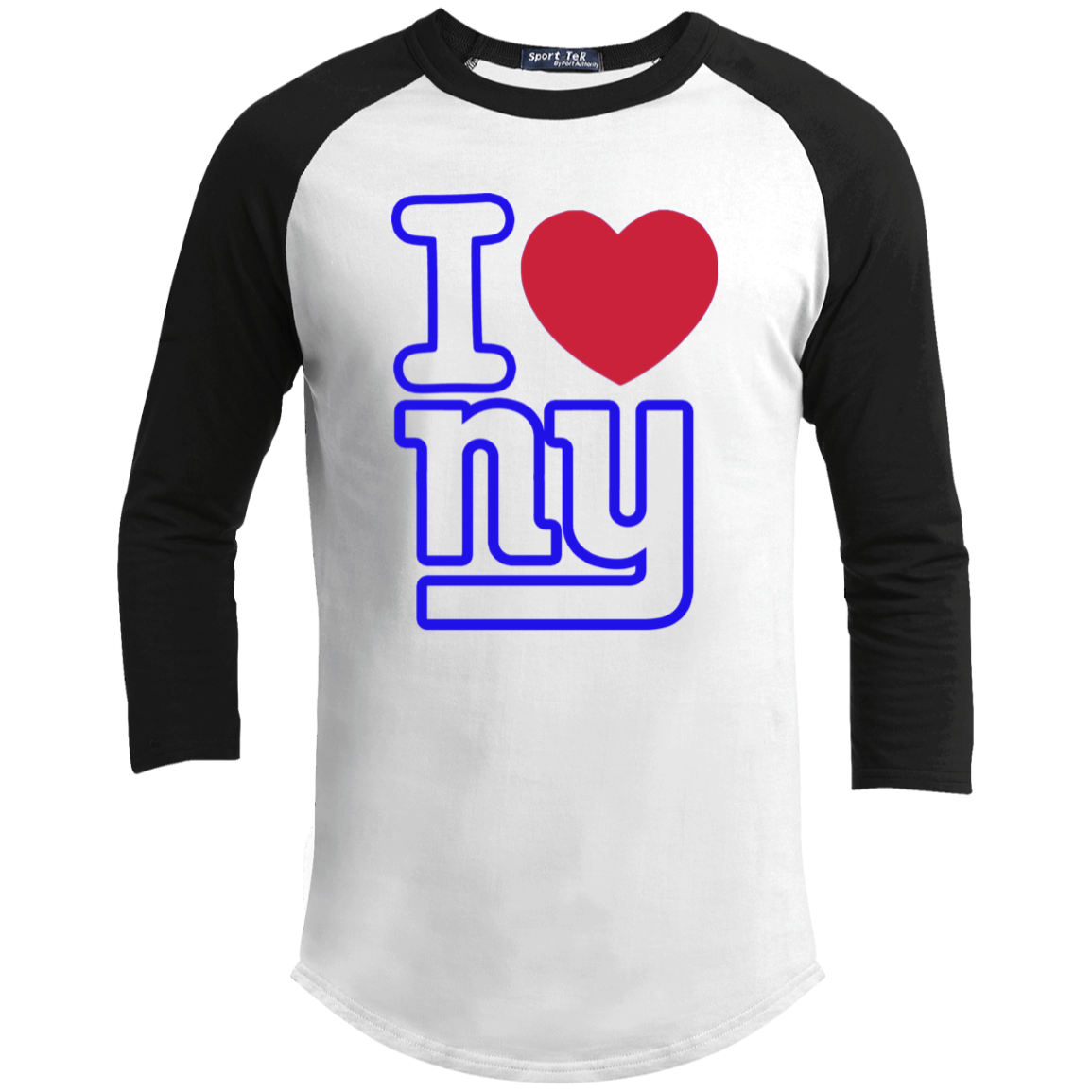 rtichokeUSA Custom Design. I heart New York Giants. NY Giants Football Fan Art. Youth 3/4 Raglan Sleeve Shirt