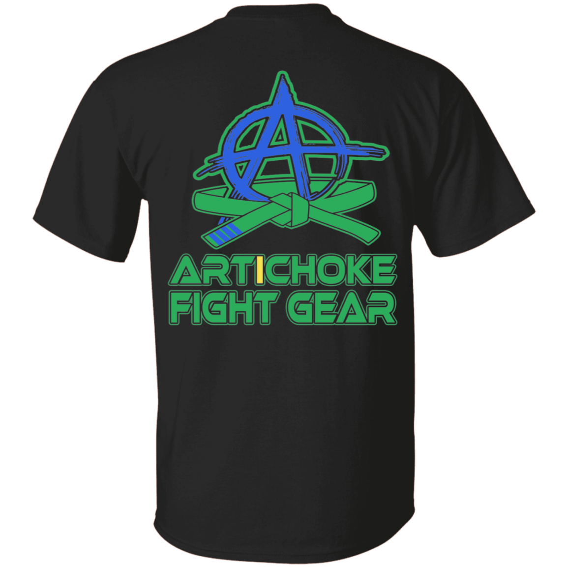 Artichoke Fight Gear Custom Design #5. BJJ MLB Brazil Flag Colors. Parody v2. Men's 100% Cotton T-Shirt