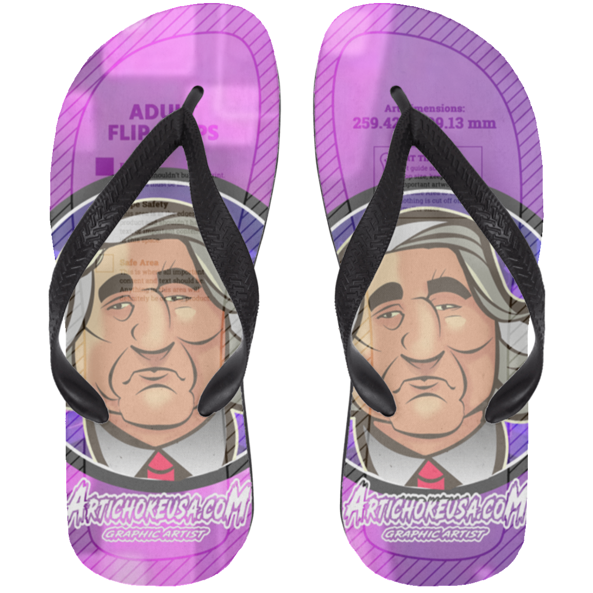 ArtichokeUSA Custom Design. Michio Kaku Fan Art. Adult Flip Flops