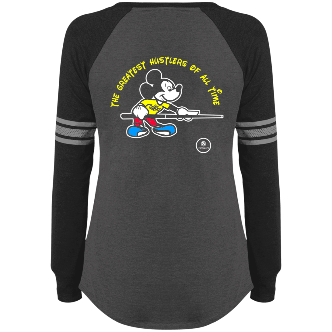 The GHOATS Custom Design #19. Look at the back. Mickey Hustle. Mickey Fan Art. Ladies' Sports Team Style V-Neck Long Sleeve