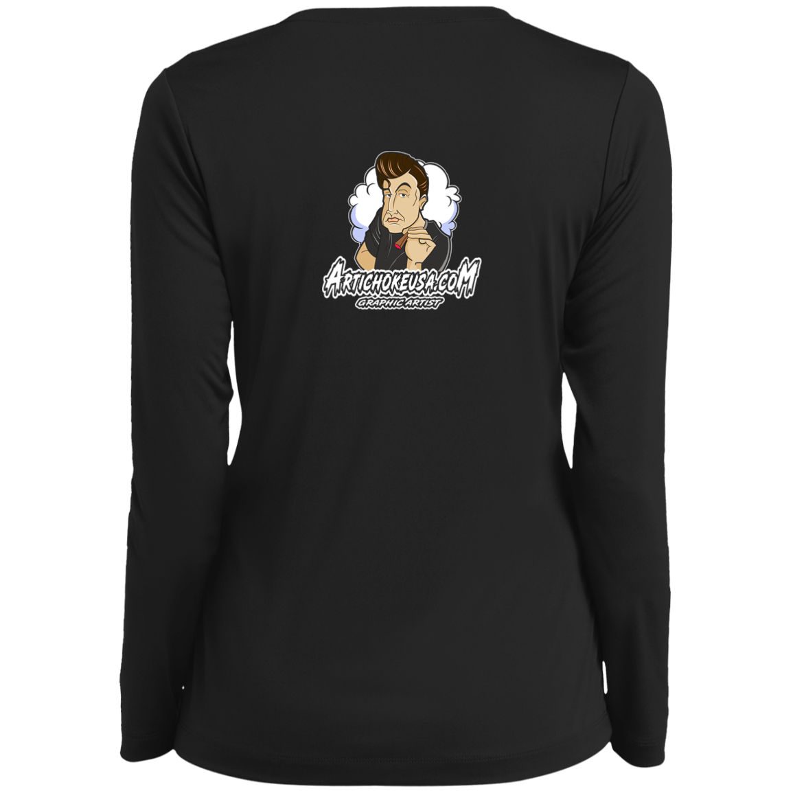 ArtichokeUSA Custom Design. Innovation. Elon Musk Parody Fan Art. Ladies’ Long Sleeve Performance V-Neck Tee