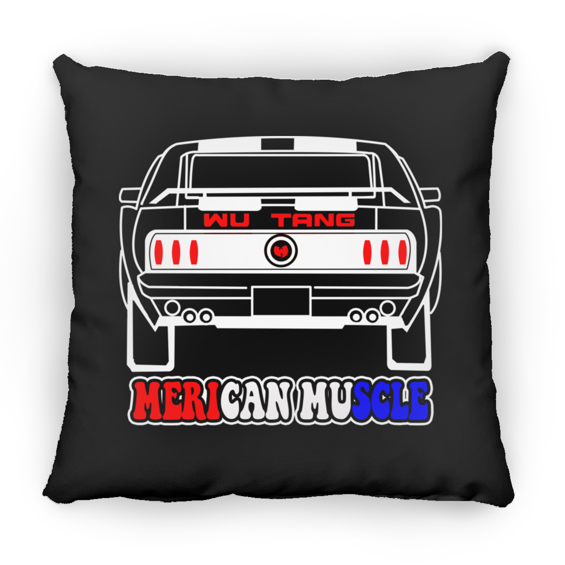 ArtichokeUSA Custom Design. Merican Muscle. Wu-Tang / Mustang Parody. Square Pillow 18x18