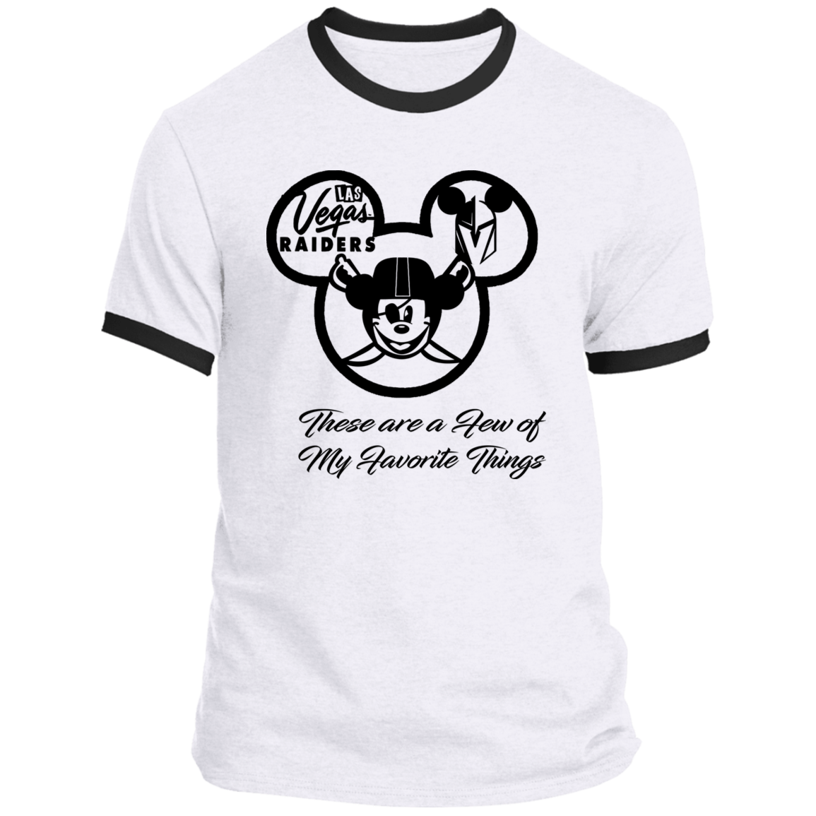 ArtichokeUSA Custom Design. Las Vegas Raiders & Mickey Mouse Mash Up. Fan Art. Parody. Ringer Tee