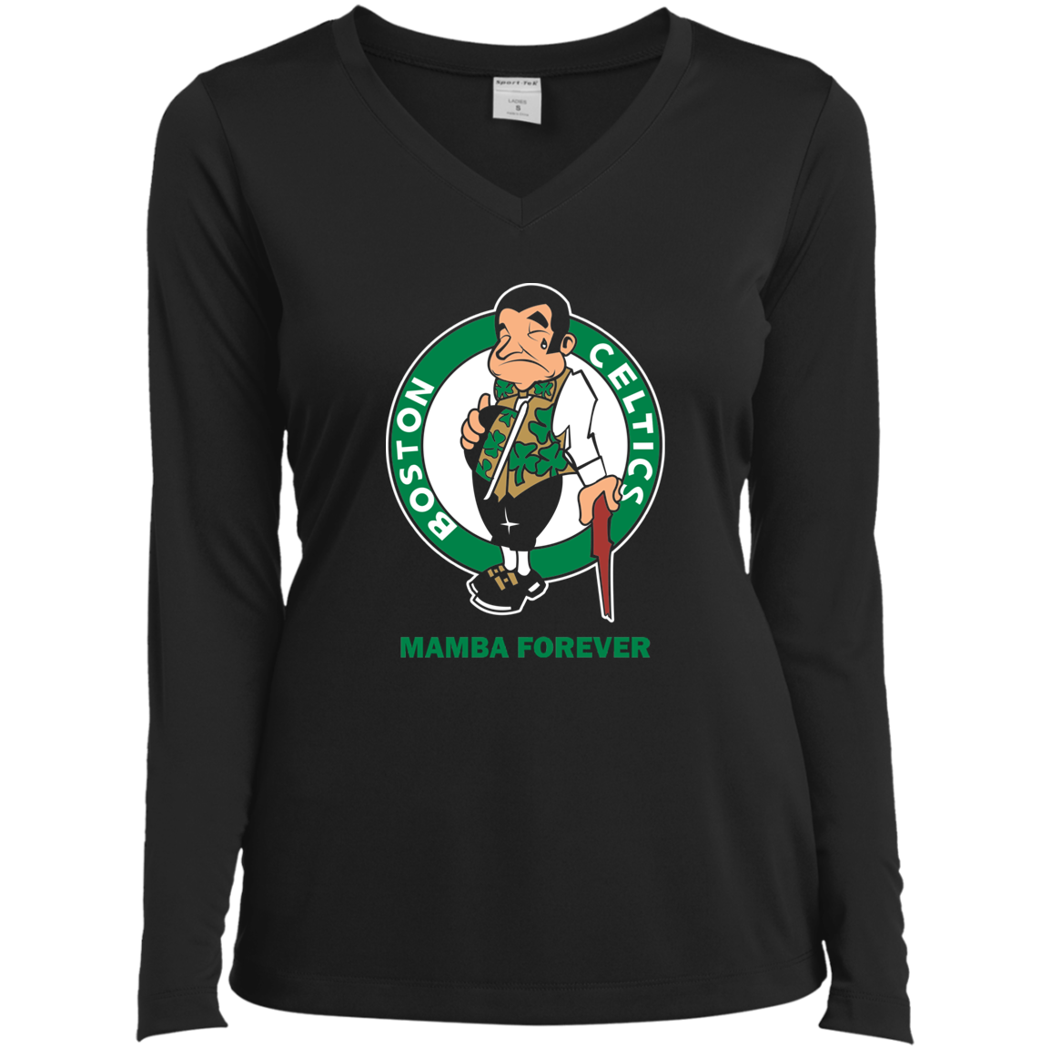 ArtichokeUSA Custom Design. RIP Kobe. Mamba Forever. Celtics / Lakers Fan Art Tribute. Ladies’ Long Sleeve Performance V-Neck Tee