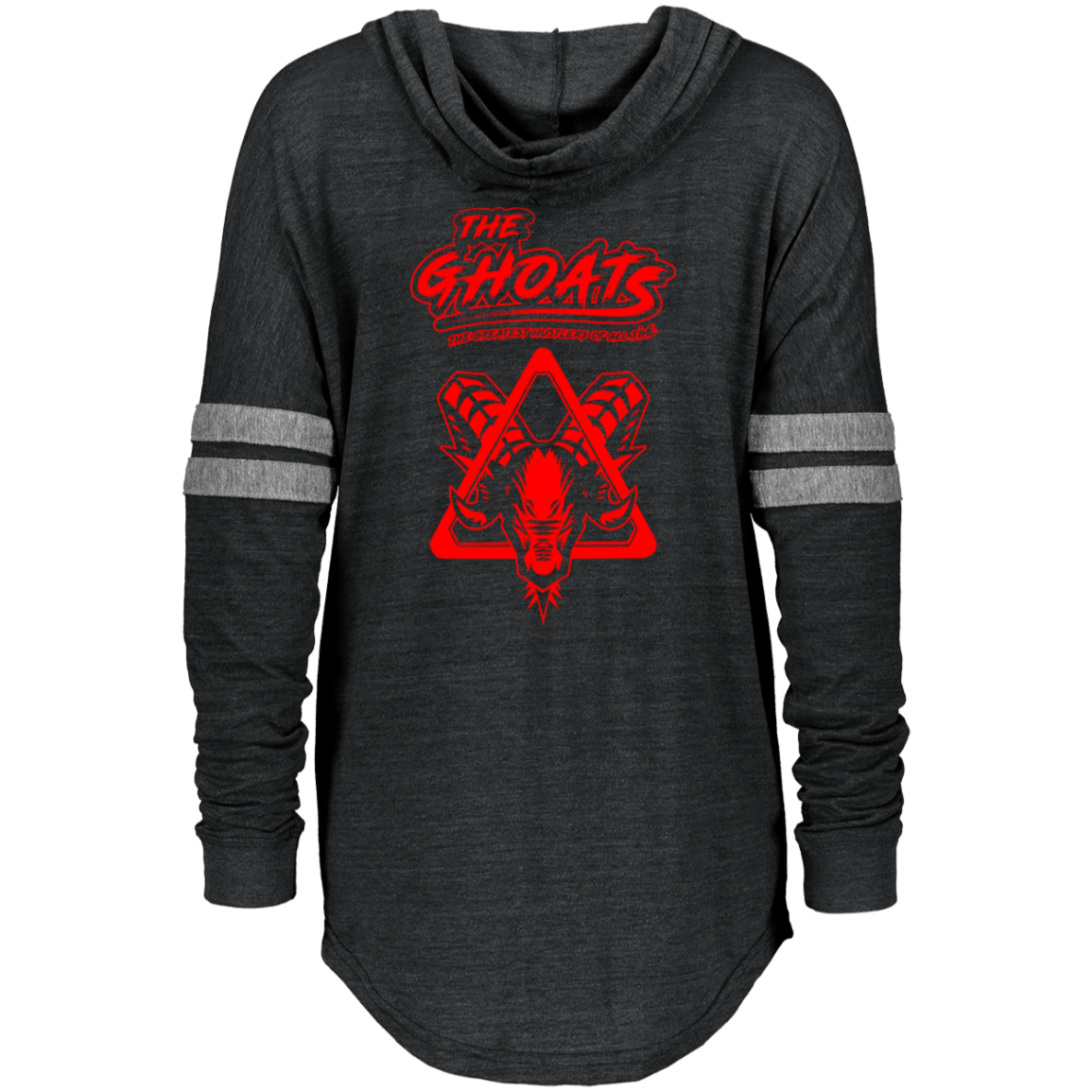 The GHOATS Custom Design #28. Shoot Pool. Ladies Hooded Low Key Pullover