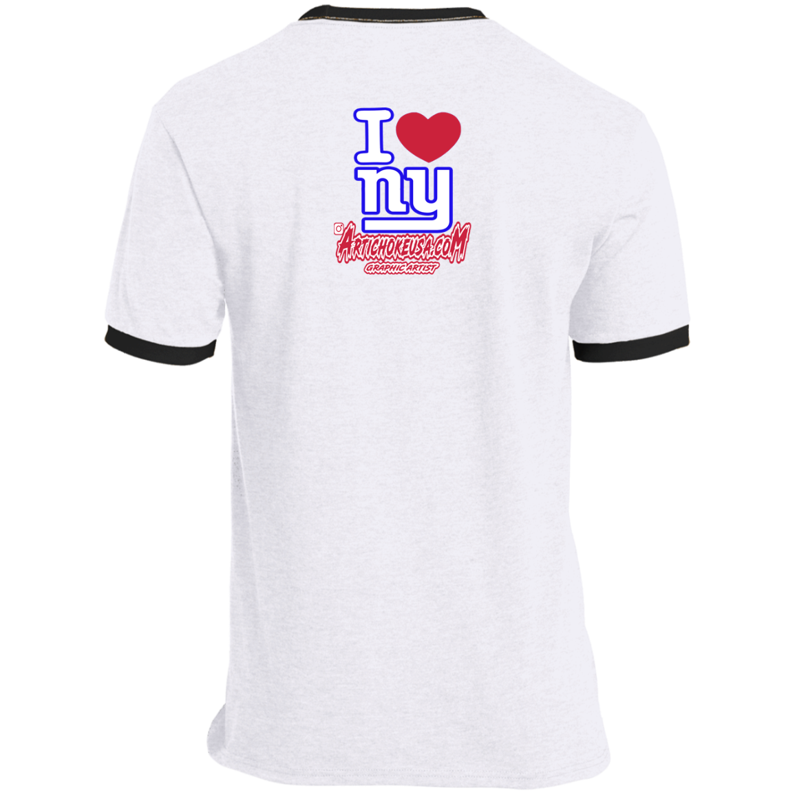 ArtichokeUSA Custom Design. I heart New York Giants. NY Giants Football Fan Art. Ringer Tee
