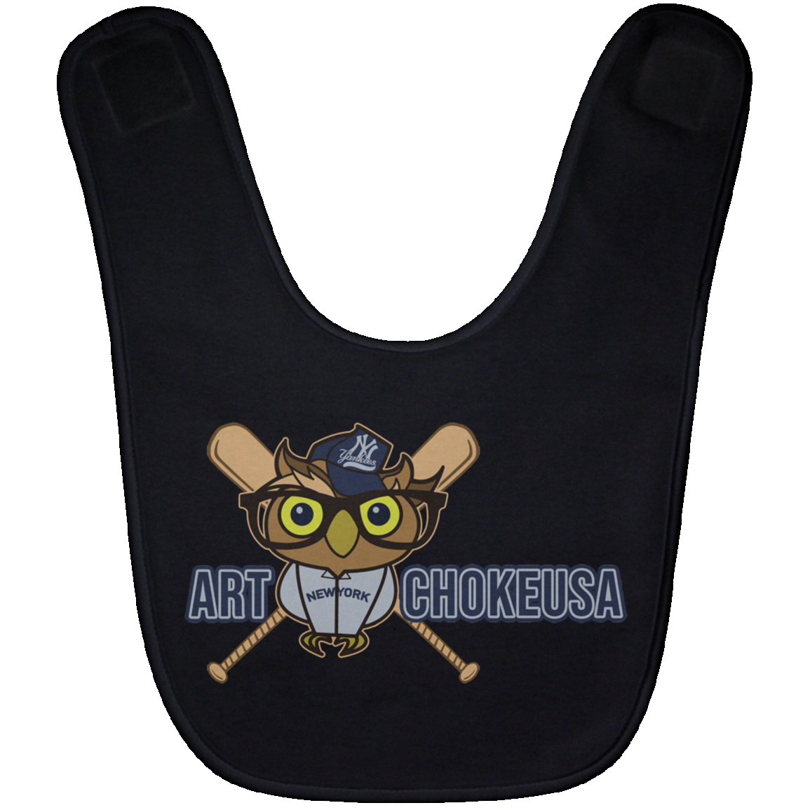 ArtichokeUSA Character and Font design. New York Owl. NY Yankees Fan Art. Let's Create Your Own Team Design Today. Baby Bib