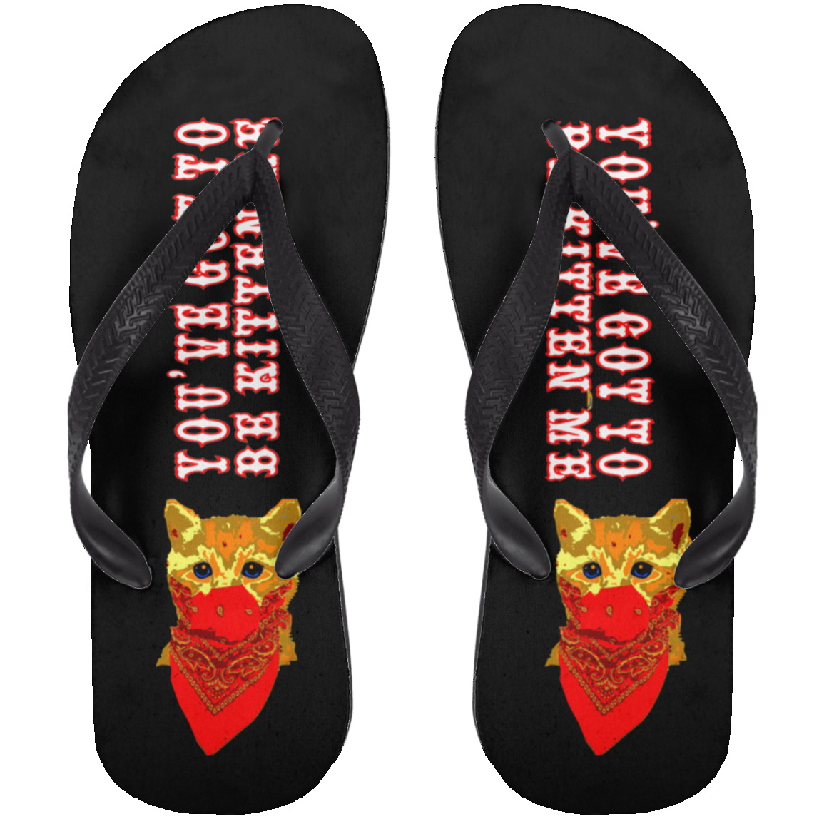 ArtichokeUSA Custom Design. You've Got To Be Kitten Me?! 2020, Not What We Expected. Adult Flip Flops