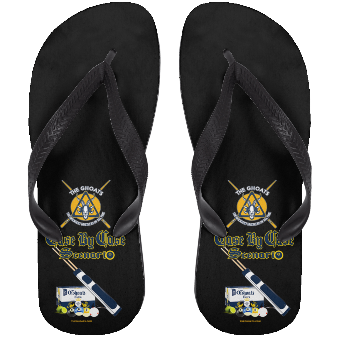 The GHOATS Custom Design. #6 Case by Case Scenario. Adult Flip Flops