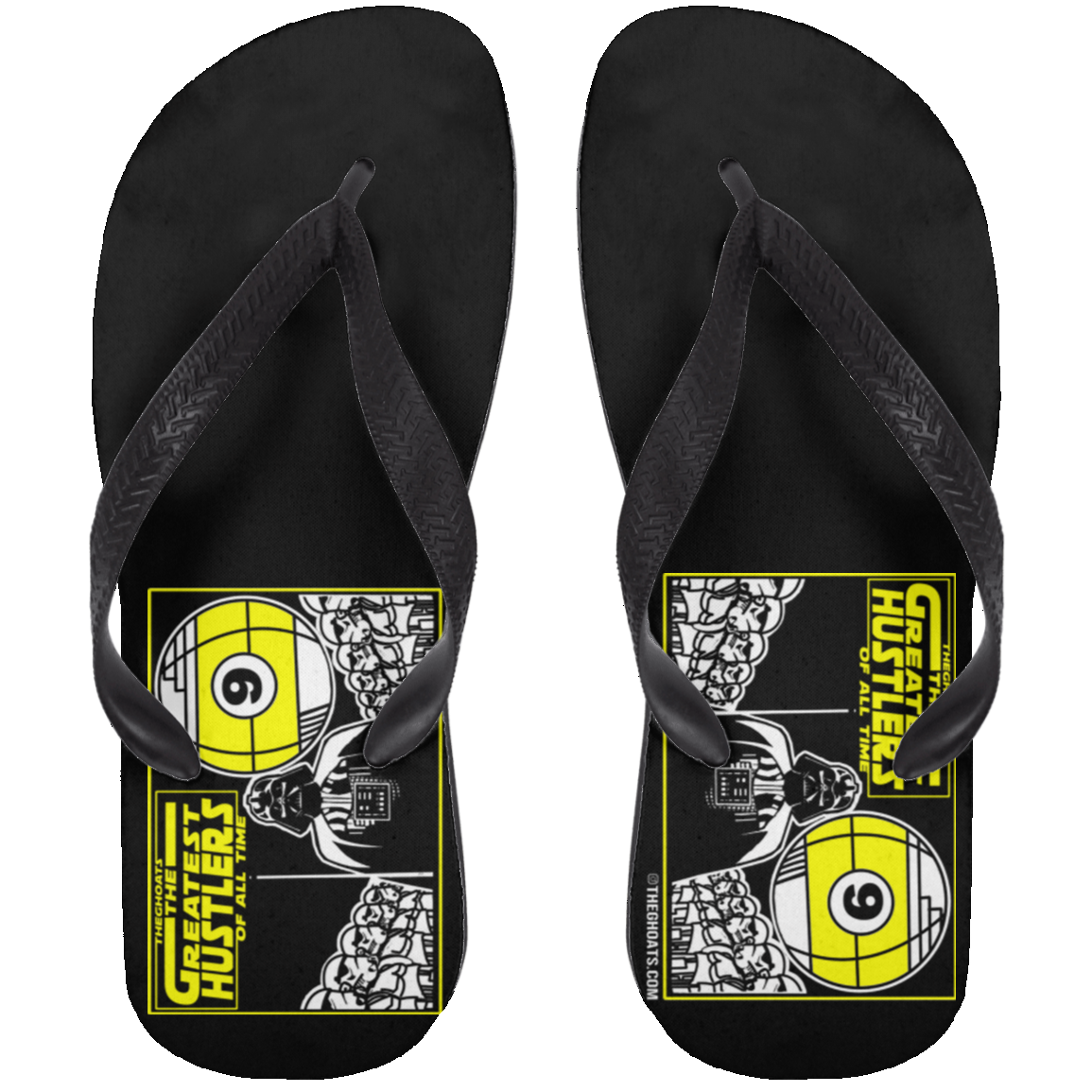 The GHOATS Custom Design. # 39 The Dark Side of Hustling. Adult Flip Flops