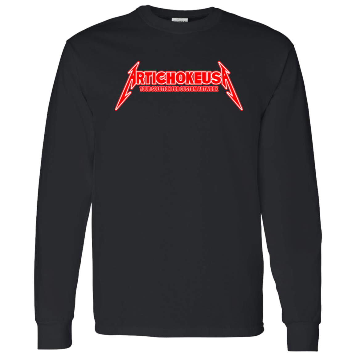 ArtichokeUSA Custom Design. Metallica Style Logo. Let's Make One For Your Project. 100 % Cotton LS T-Shirt