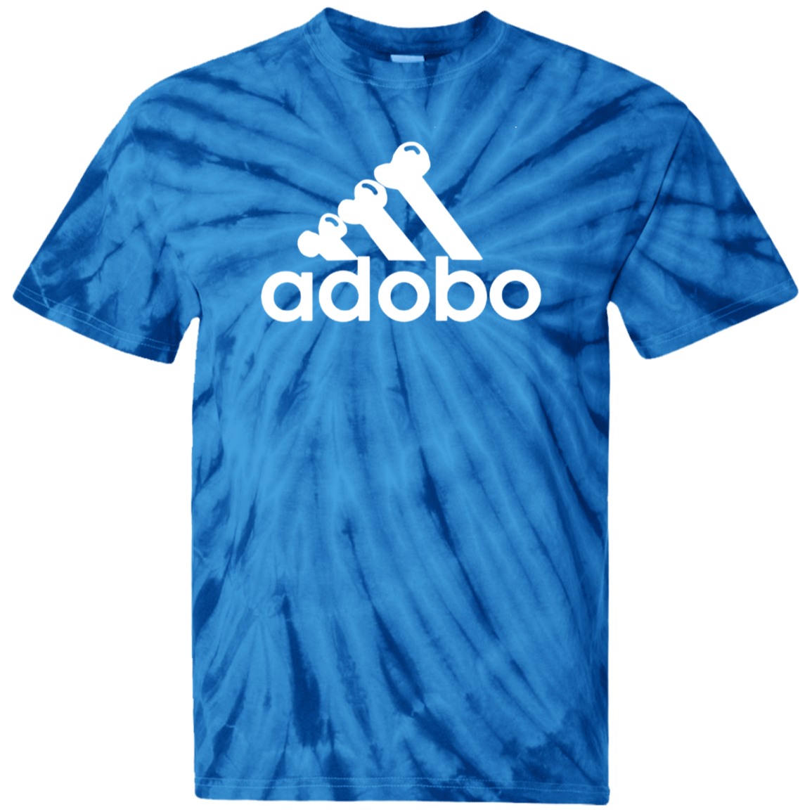 ArtichokeUSA Custom Design. Adobo. Adidas Parody. 100% Cotton Tie Dye T-Shirt
