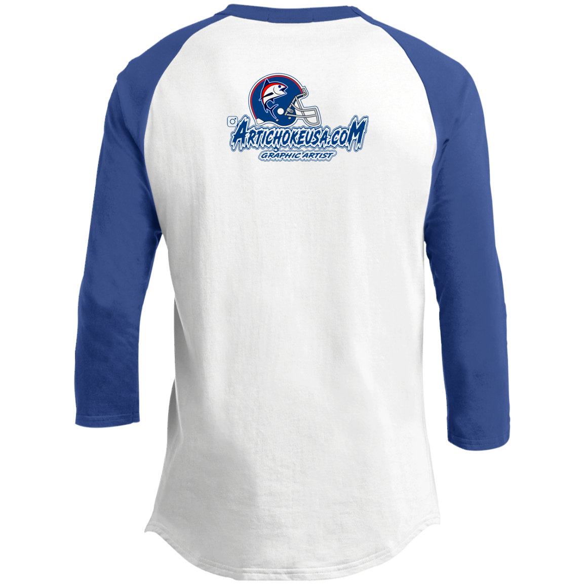 ArtichokeUSA Custom Design. The Big Tuna. Bill Parcell Tribute. NY Giants Fan Art. 3/4 Raglan Sleeve Shirt