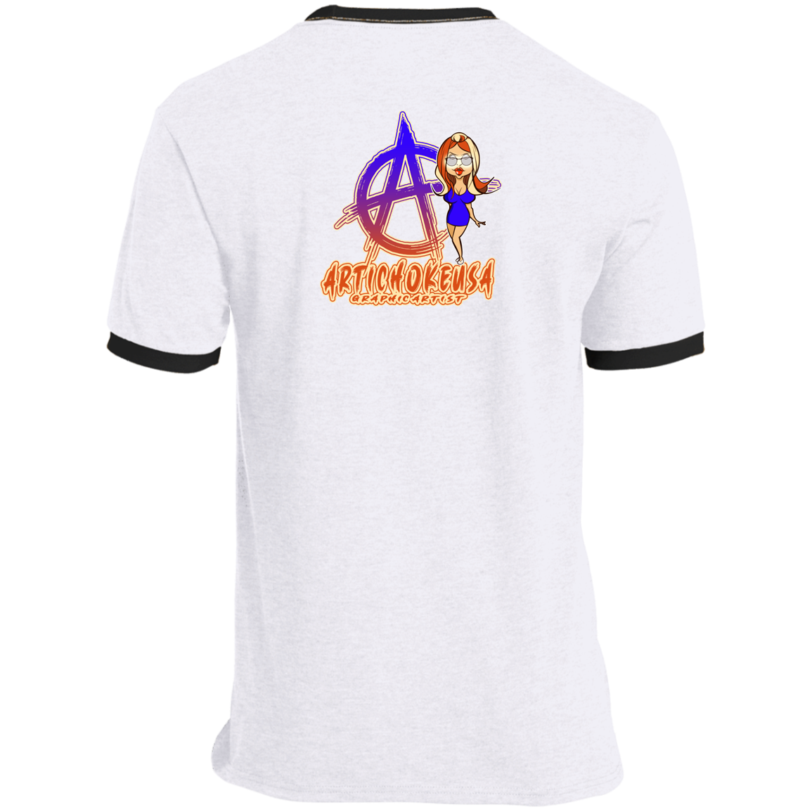ArtichokeUSA Character and Font Design. Let’s Create Your Own Design Today. Blue Girl. Ringer Tee