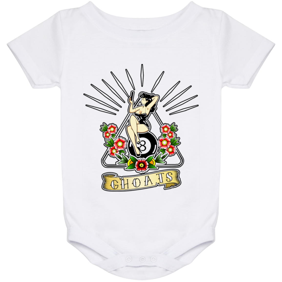 The GHOATS Custom Design. #23 Pin Up Girl. Baby Onesie 24 Month