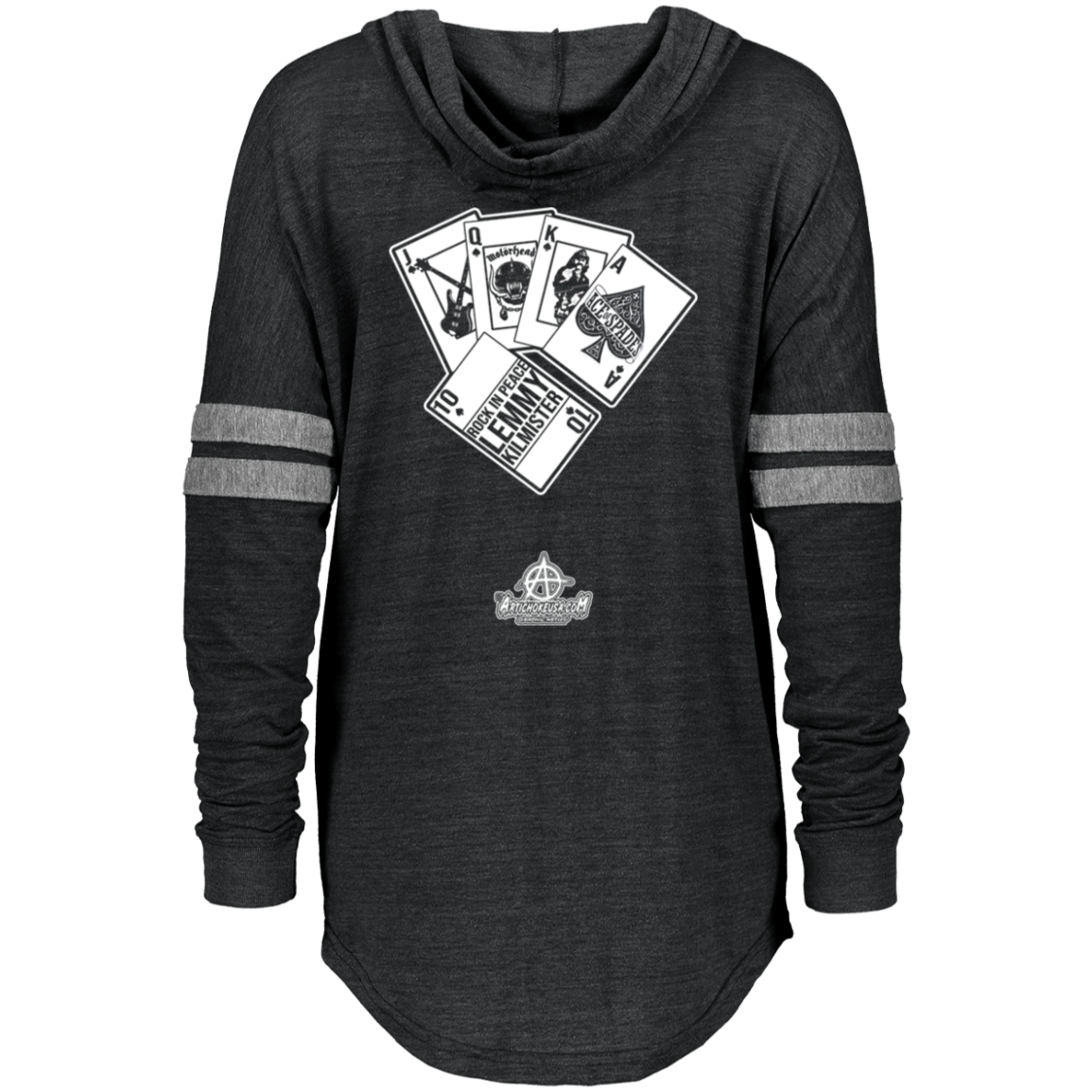 ArtichokeUSA Custom Design. Motorhead's Lemmy Kilmister's Favorite Video Poker Machine. Rock in Peace! Ladies Hooded Low Key Pullover