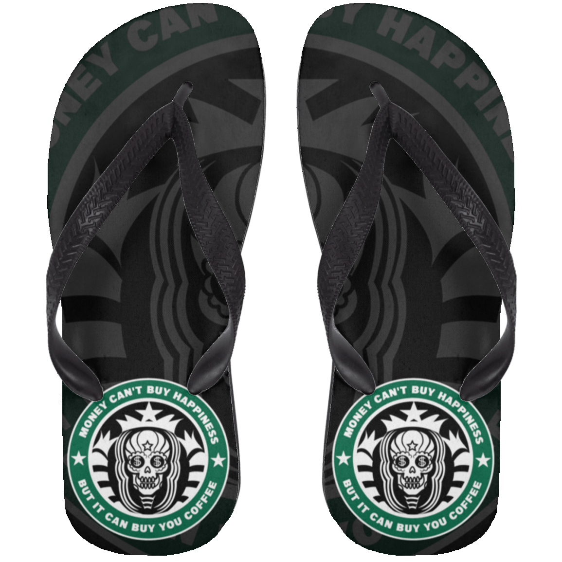 ArtichokeUSA Custom Design. Money Can't Buy Happiness But It Can Buy You Coffee. Adult Flip Flops