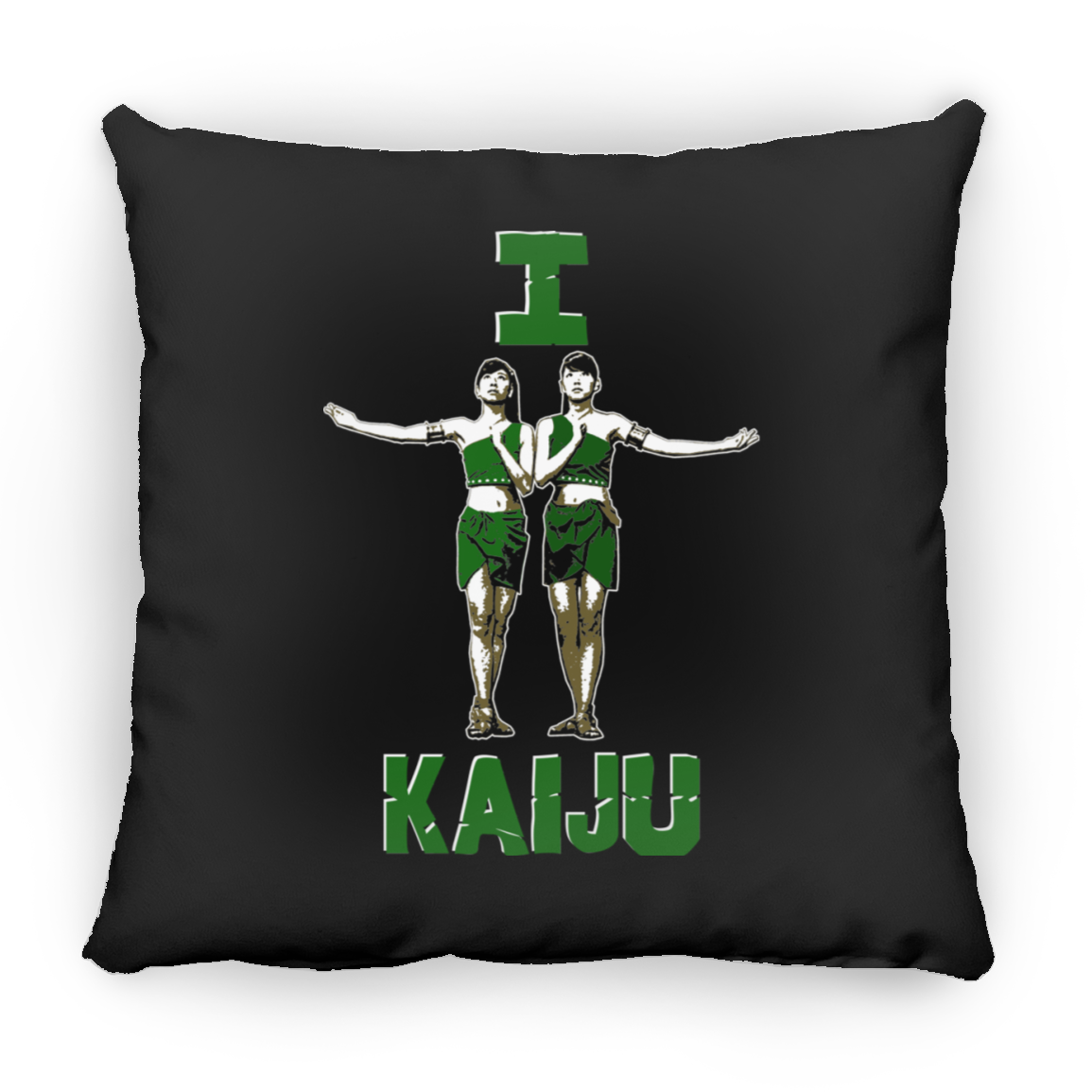 ArtichokeUSA Custom Design. I Heart Kaiju. Fan Art. Large Square Pillow