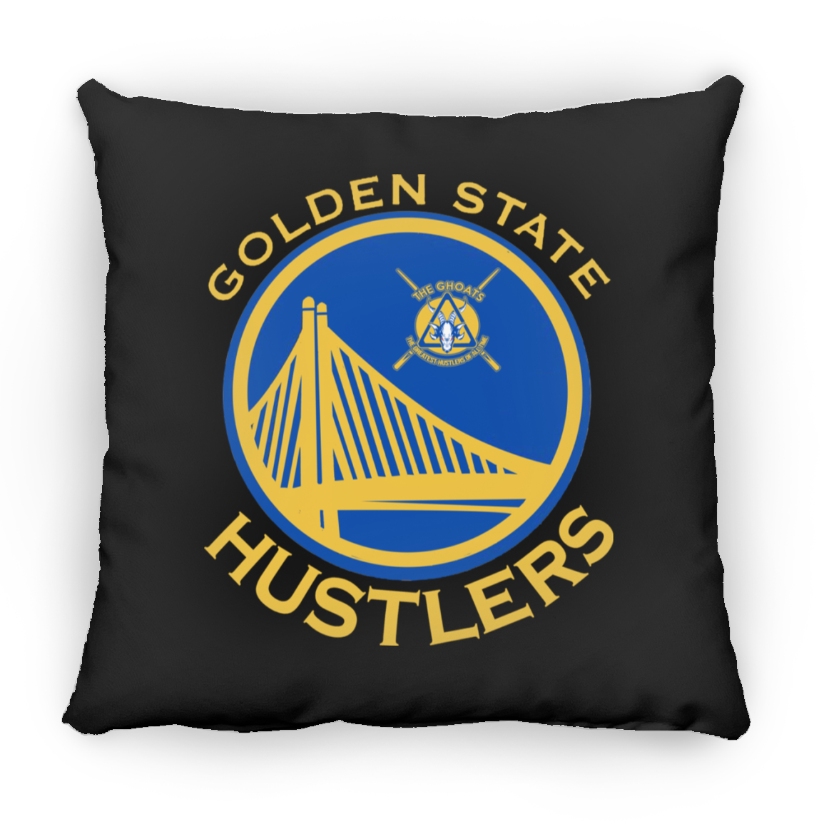 The GHOATS Custom Design. #12 GOLDEN STATE HUSTLERS. Large Square Pillow